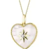 Zawieszka z żółtego złota z brylantem i masą perłową - serce - próba 585