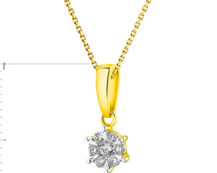 Zawieszka z żółtego złota z brylantami - 0,16 ct - próba 585