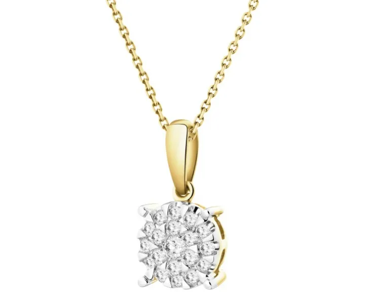 Zawieszka z żółtego złota z brylantami - 0,12 ct - próba 585