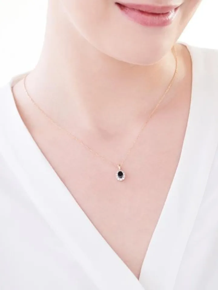 Zawieszka z żółtego złota z brylantami i szafirem - próba 585