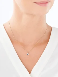 Zawieszka z żółtego złota z brylantami i szafirem - próba 585