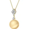 Zawieszka z żółtego złota z brylantami i perłą Golden South Sea - próba 750