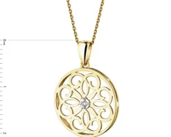 Zawieszka z żółtego złota z brylantem - rozeta - 0,01 ct - próba 375