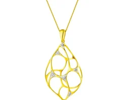 Zawieszka z żółtego złota z brylantami - 0,05 ct - próba 585