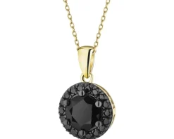 Zawieszka z żółtego złota z czarnymi brylantami i onyksem - próba 585