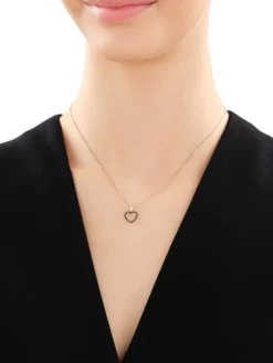 Zawieszka z żółtego złota z czarnymi brylantami - serce - 0,10 ct - próba 585