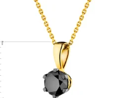 Zawieszka z żółtego złota z czarnym brylantem - 0,49 ct - próba 585