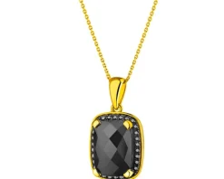 Zawieszka z żółtego złota z czarnymi brylantami i onyksem - próba 585