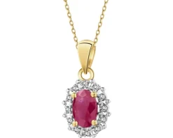 Zawieszka z żółtego złota z diamentami i rubinem - próba 585