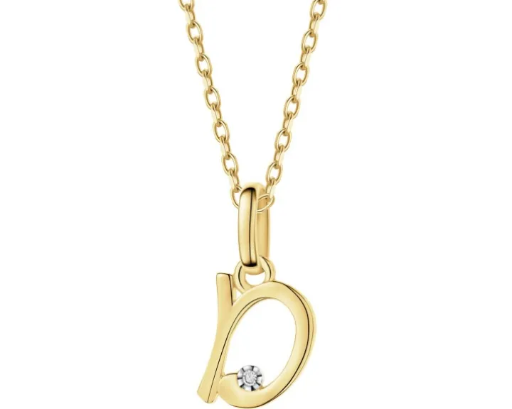 Zawieszka z żółtego złota z diamentem - litera D - 0,003 ct - próba 375