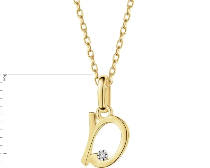 Zawieszka z żółtego złota z diamentem - litera D - 0,003 ct - próba 375