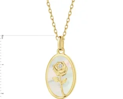 Zawieszka z żółtego złota z diamentem i masą perłową - róża - próba 585