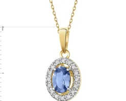 Zawieszka z żółtego złota z diamentami i tanzanitem - próba 585