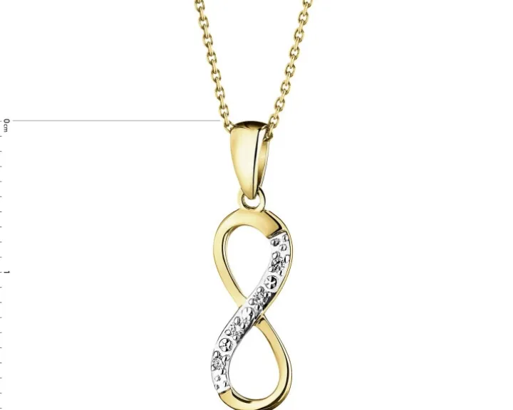 Zawieszka z żółtego złota z diamentami - nieskończoność - 0,01 ct - próba 375