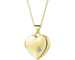 Zawieszka z żółtego złota z diamentem - puzderko - serce - 0,005 ct - próba 375