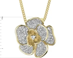 Zawieszka z żółtego złota z diamentami - kwiat - 0,27 ct - próba 585