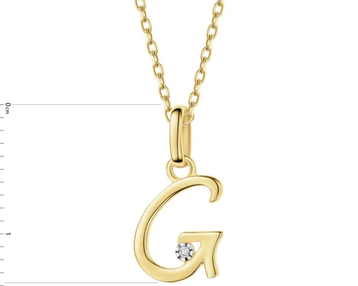 Zawieszka z żółtego złota z diamentem - litera G - 0,003 ct - próba 375