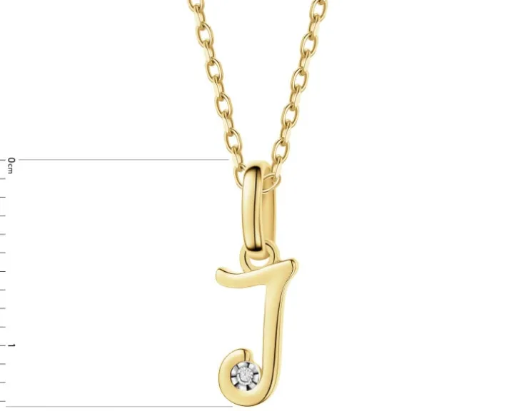 Zawieszka z żółtego złota z diamentem - litera J - 0,003 ct - próba 375