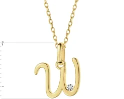 Zawieszka z żółtego złota z diamentem - litera W - 0,003 ct - próba 375