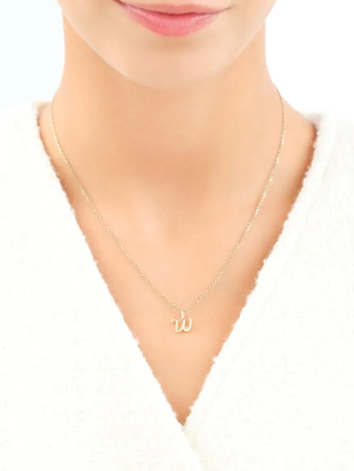 Zawieszka z żółtego złota z diamentem - litera W - 0,003 ct - próba 375