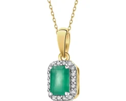 Zawieszka z żółtego złota z diamentami i szmaragdem - próba 585