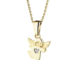 Zawieszka z żółtego złota z diamentem - aniołek - 0,003 ct - próba 375