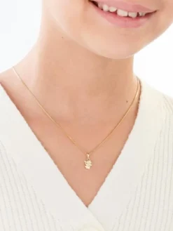 Zawieszka z żółtego złota z diamentem - aniołek - 0,003 ct - próba 375