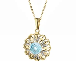 Zawieszka z żółtego złota z diamentami i topazem Sky Blue - próba 585