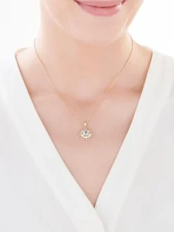 Zawieszka z żółtego złota z diamentami i topazem Sky Blue - próba 585