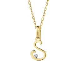 Zawieszka z żółtego złota z diamentem - litera S - 0,003 ct - próba 375