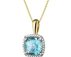 Zawieszka z żółtego złota z diamentami i topazem - próba 375