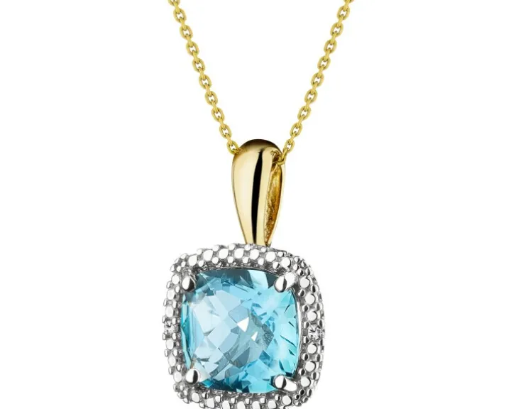 Zawieszka z żółtego złota z diamentami i topazem - próba 375