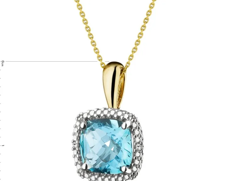 Zawieszka z żółtego złota z diamentami i topazem - próba 375