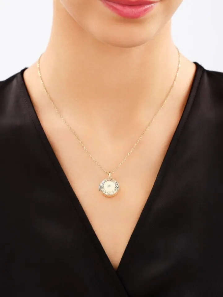 Zawieszka z żółtego złota z diamentem - puzderko - koło - 0,005 ct - próba 375