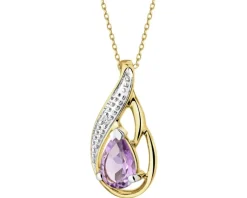 Zawieszka z żółtego złota z diamentem i ametystem - próba 585