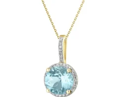 Zawieszka z żółtego złota z diamentami i topazem Sky Blue - próba 585