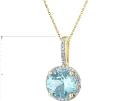 Zawieszka z żółtego złota z diamentami i topazem Sky Blue - próba 585