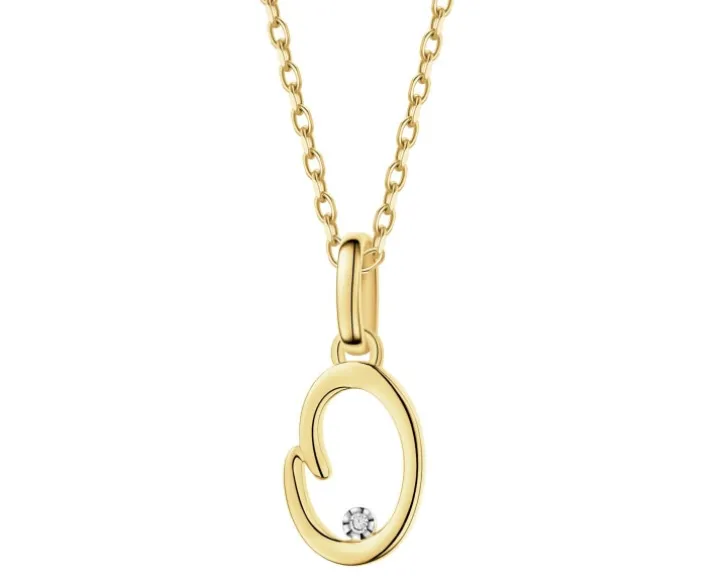 Zawieszka z żółtego złota z diamentem - litera O - 0,003 ct - próba 375