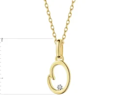 Zawieszka z żółtego złota z diamentem - litera O - 0,003 ct - próba 375
