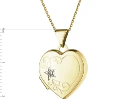 Zawieszka z żółtego złota z diamentem - puzderko - serce - 0,01 ct - próba 585