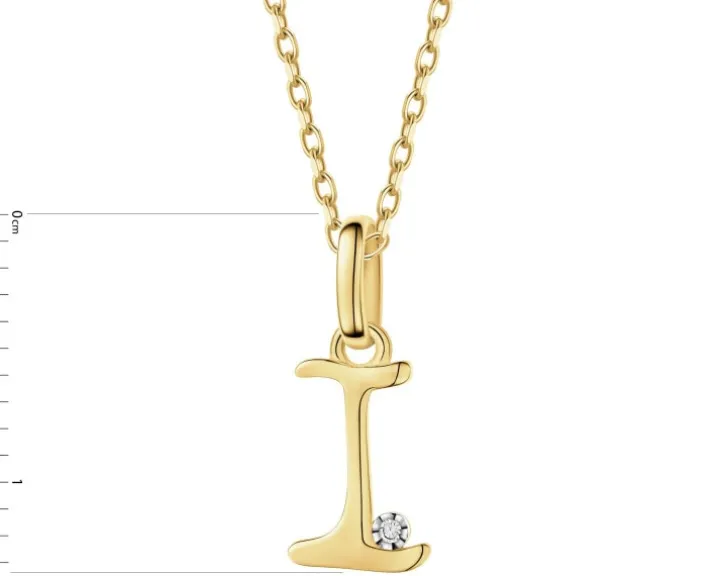 Zawieszka z żółtego złota z diamentem - litera I - 0,003 ct - próba 375
