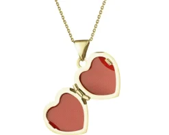 Zawieszka z żółtego złota z diamentem - puzderko - serce - 0,005 ct - próba 585