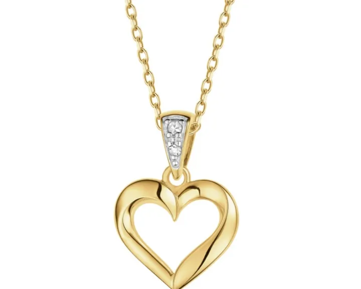 Zawieszka z żółtego złota z diamentami - serce - 0,01 ct - próba 375