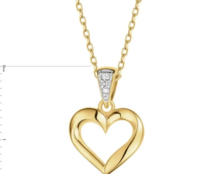 Zawieszka z żółtego złota z diamentami - serce - 0,01 ct - próba 375