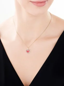 Zawieszka z żółtego złota z diamentami i emalią - serce - 0,008 ct - próba 375