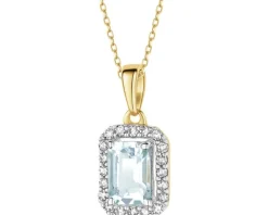 Zawieszka z  żółtego złota z diamentami i akwamarynem - próba 585