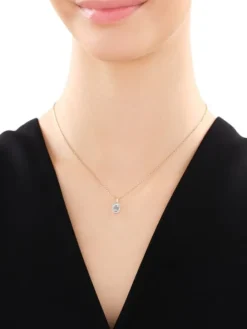 Zawieszka z żółtego złota z diamentami i akwamarynem - próba 585