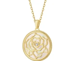 Zawieszka z żółtego złota z diamentem i masą perłową - róża - próba 585