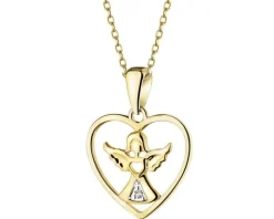 Zawieszka z żółtego złota z diamentem - aniołek, serce - 0,004 ct - próba 375
