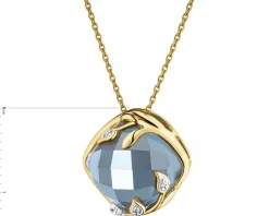 Zawieszka z żółtego złota z diamentami i topazem London Blue - próba 585